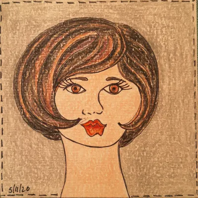 Sip & Think — hand-drawn café-girl portrait from Café Girls Volume 1 by Frances Catania (Chapter 1)