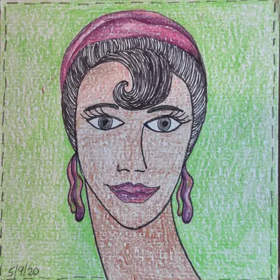 Curl, Collected — hand-drawn café-girl portrait from Café Girls Volume 1 by Frances Catania