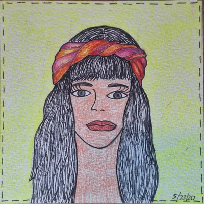 Sunset Knot — hand-drawn café-girl portrait from Café Girls Volume 1 by Frances Catania